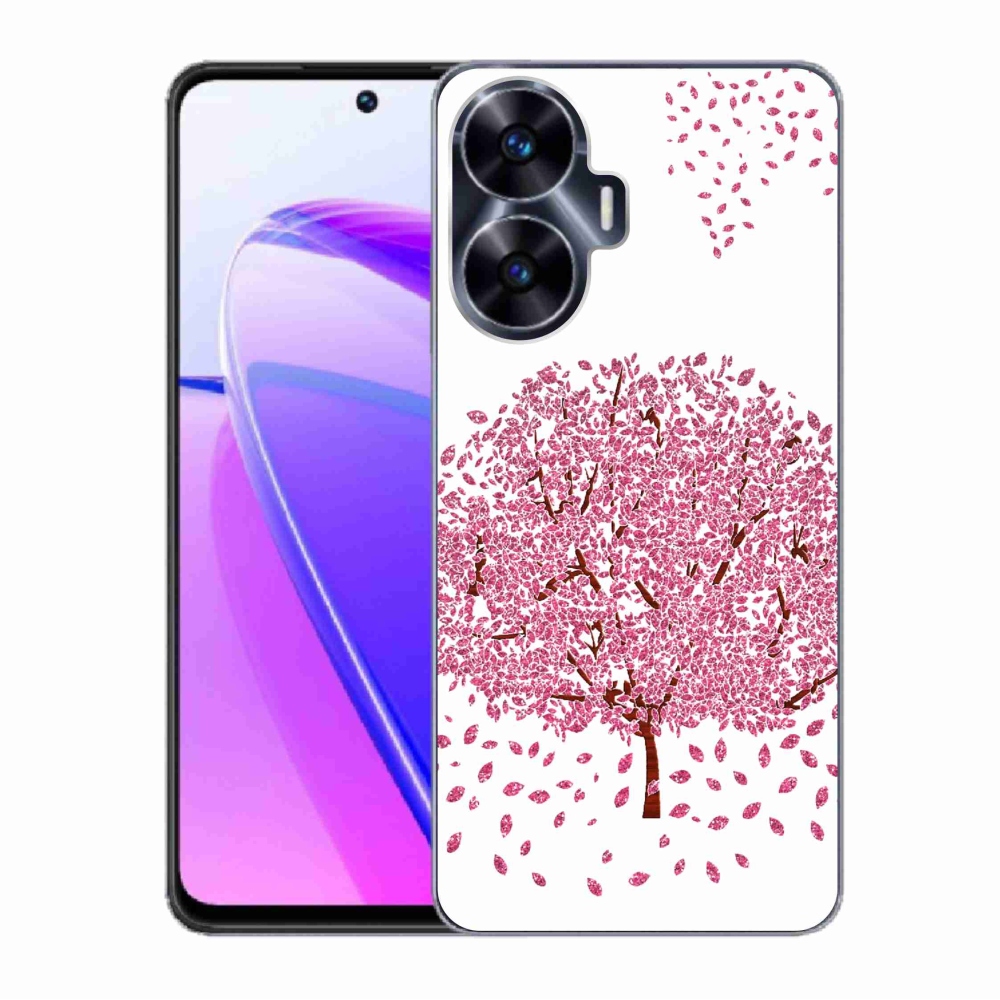 Gelový kryt mmCase na Realme C55 - kreslený strom s listy