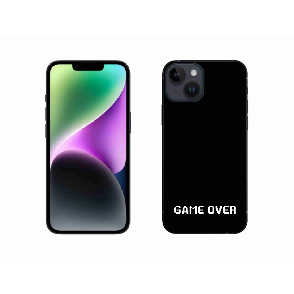 Gelový kryt mmCase na iPhone 14 - game over černé pozadí