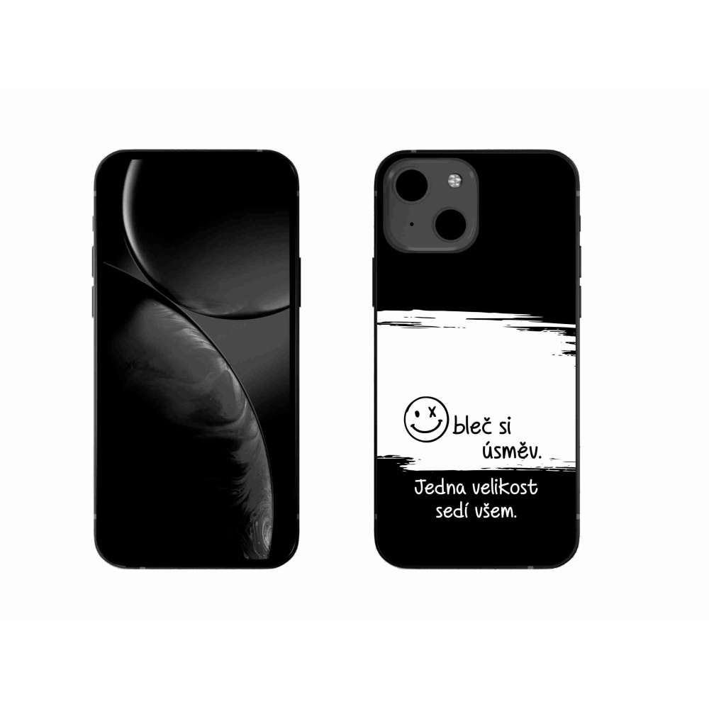 Gelový kryt mmCase na iPhone 13 6.1 - vtipný text 8 bíločerné pozadí