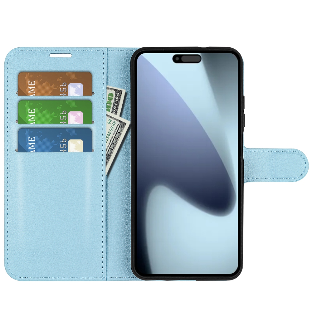 Litchi knížkové pouzdro na iPhone 17 - modré