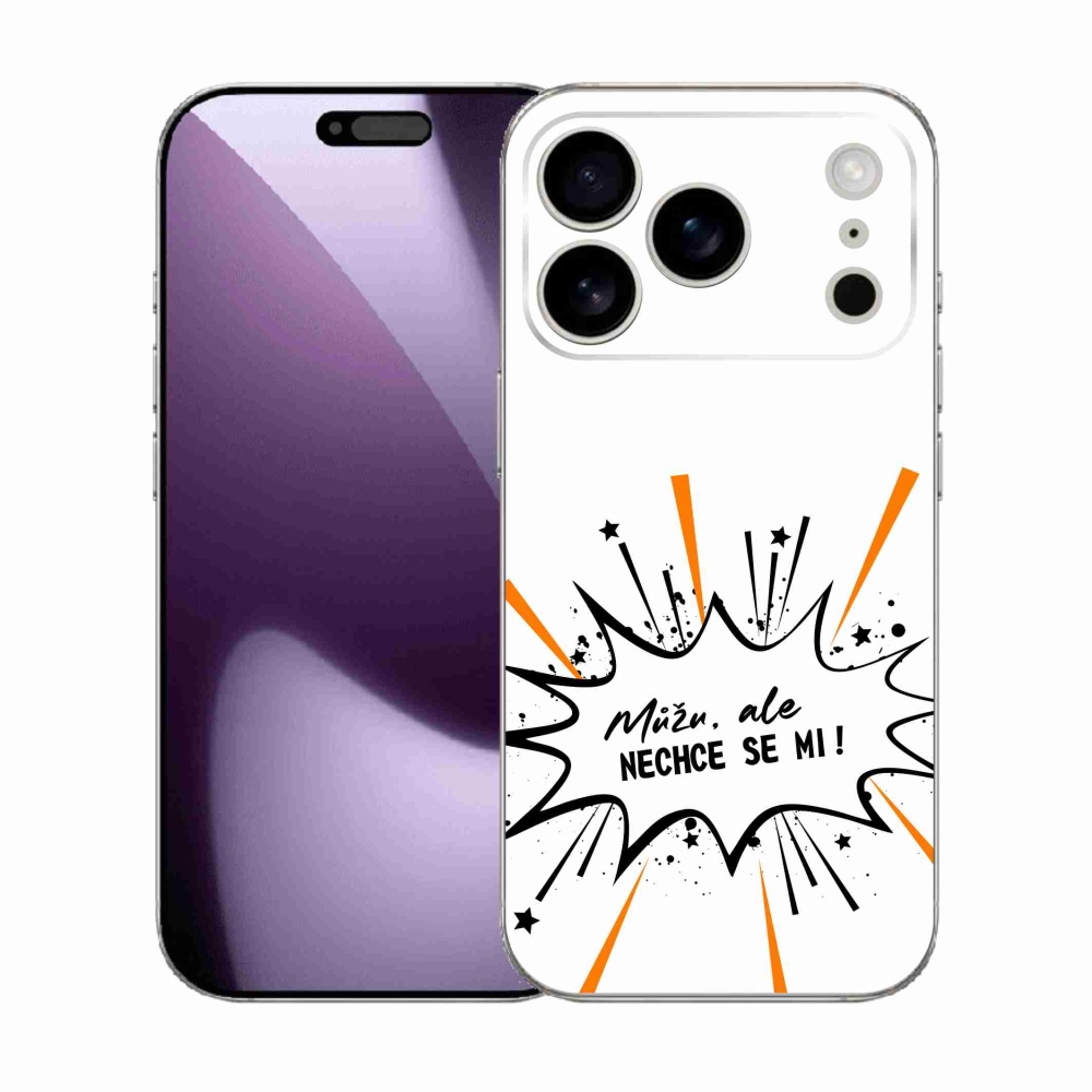Gelový kryt mmCase na iPhone 17 Pro - vtipný text 11 bílé pozadí