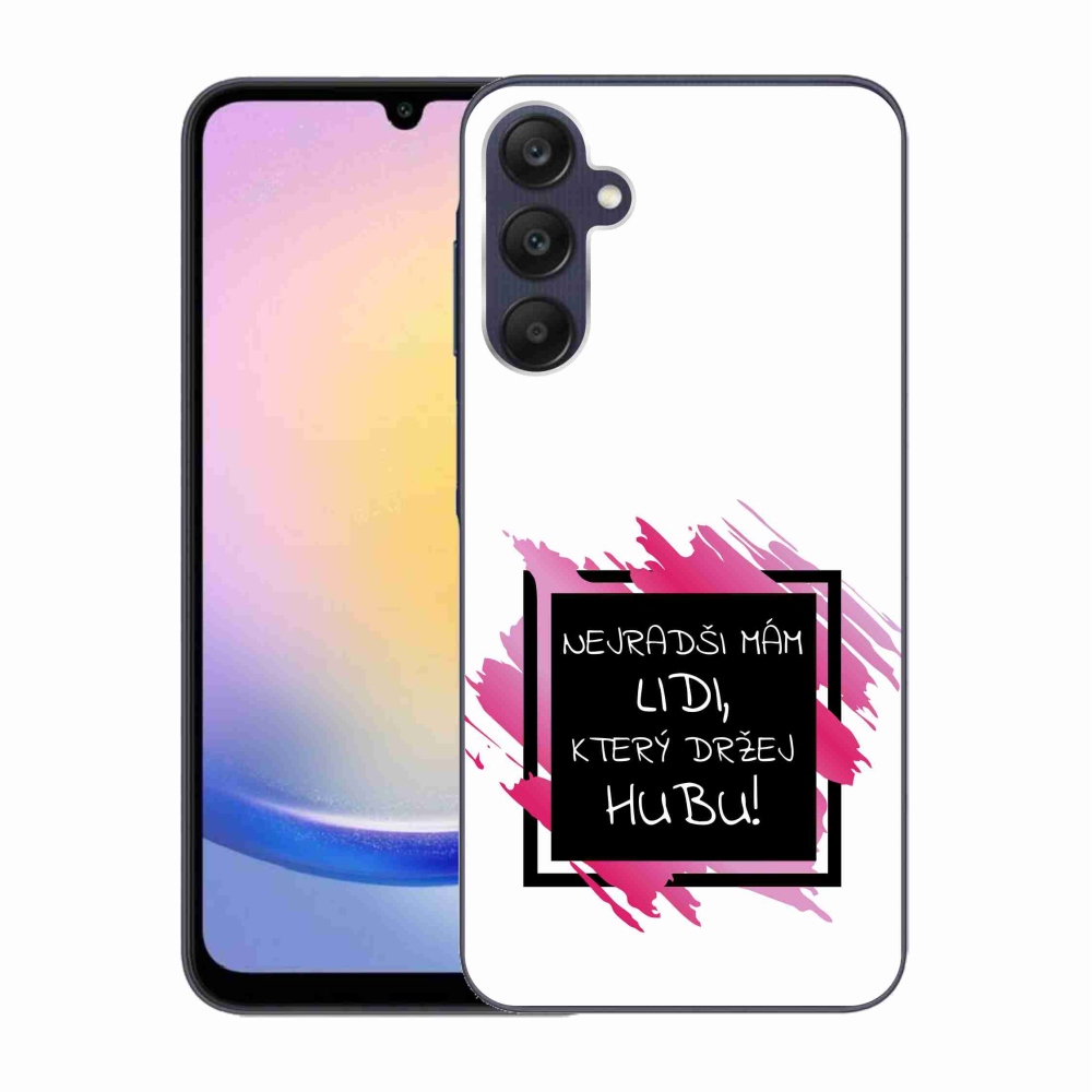 Gelový kryt mmCase na Samsung Galaxy A25 5G - vtipný text 7 černobílé pozadí