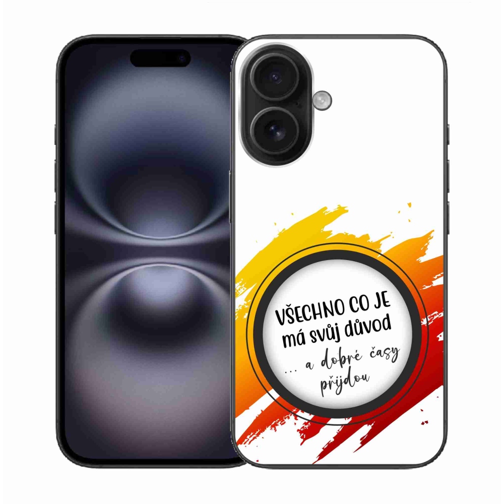 Gelový kryt mmCase na iPhone 16 - citát 3 bílé pozadí
