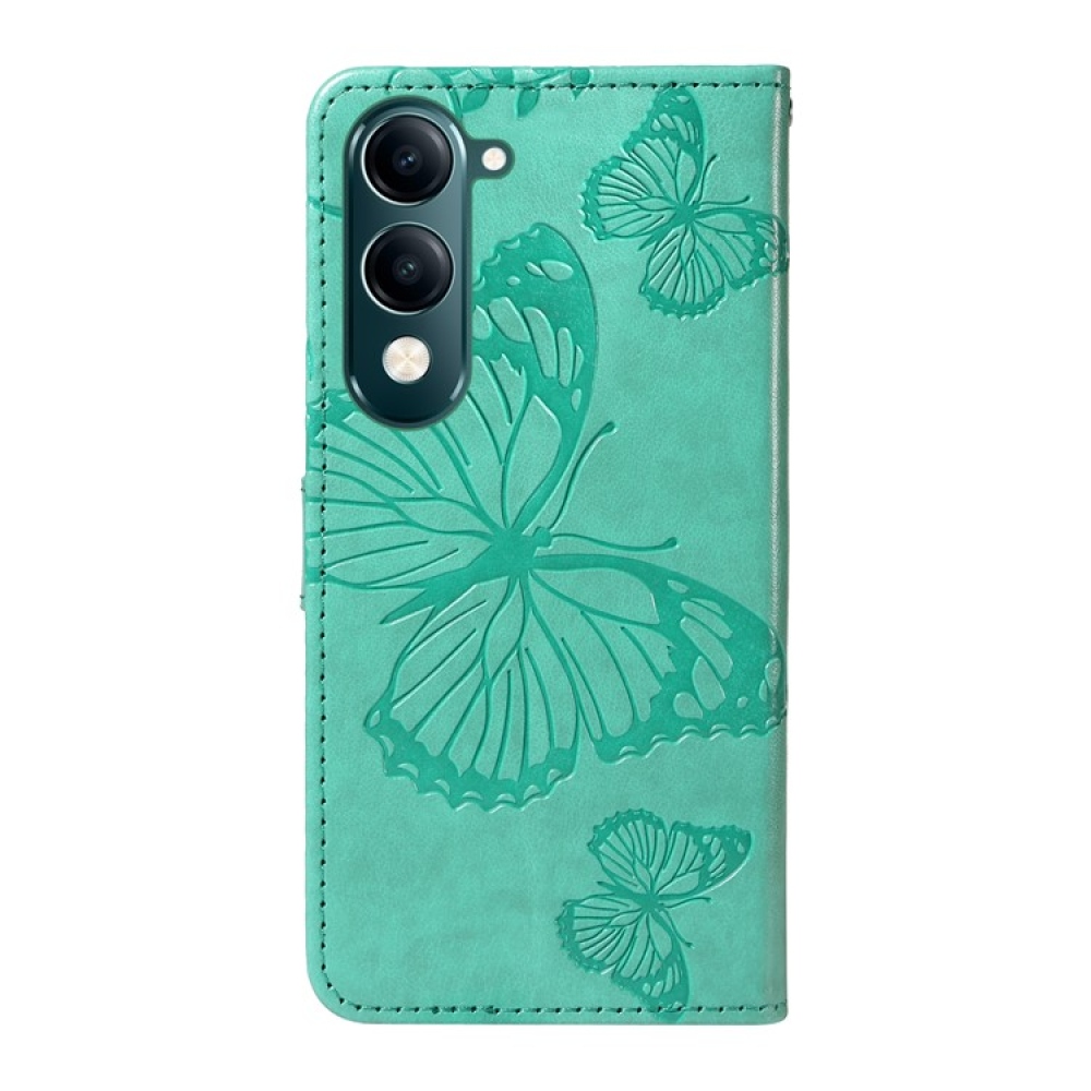 Big Butterfly knížkové pouzdro na Vivo Y29s 5G - modrozelené