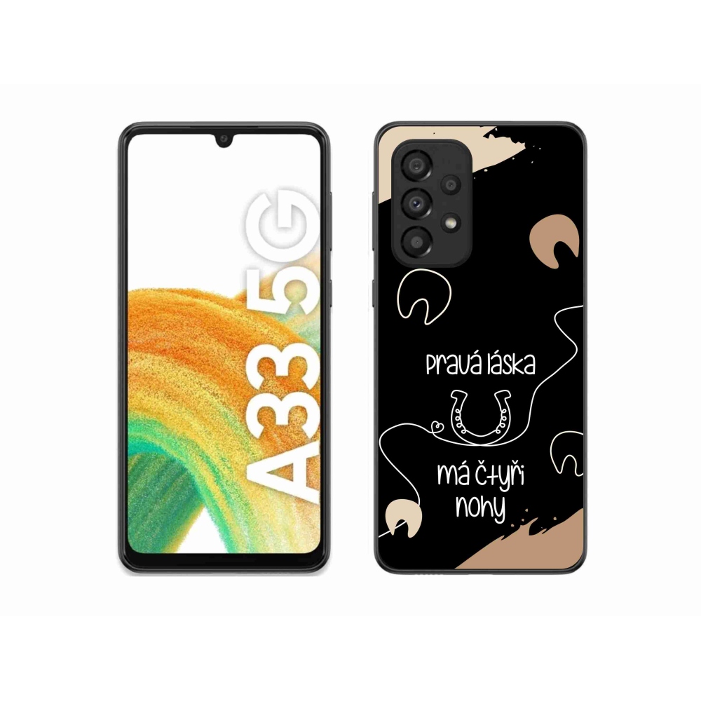 Gelový kryt mmCase na Samsung Galaxy A33 5G - koňský motiv černé pozadí