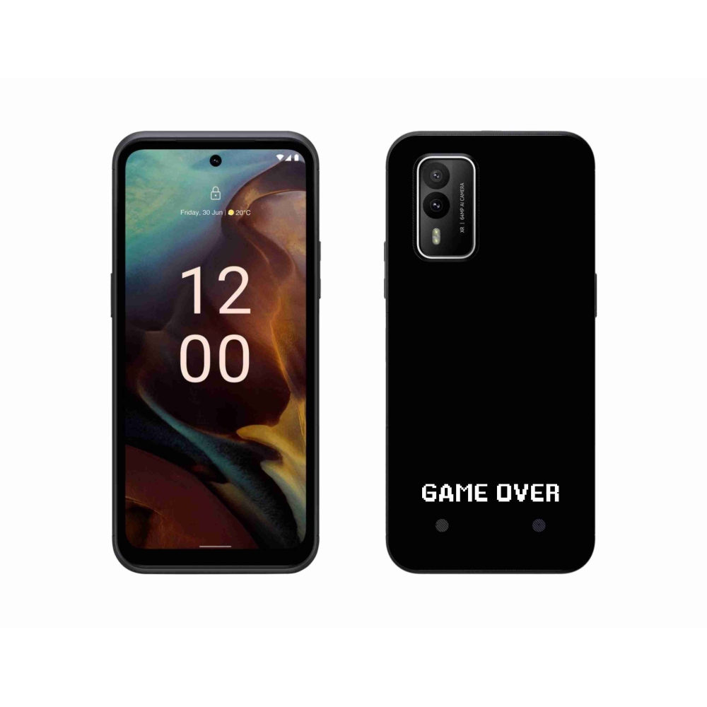 Gelový kryt mmCase na Nokia XR21 - game over černé pozadí
