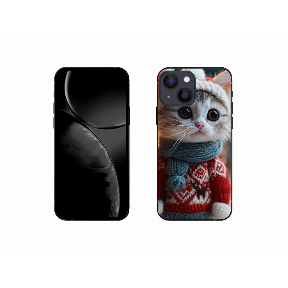 Gelový kryt mmCase na iPhone 13 mini - kotě ve svetru