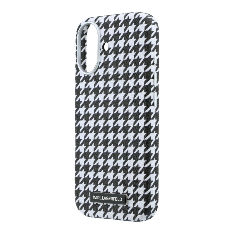 Karl Lagerfeld PU Houndstooth Resin Plate MagSafe Zadní Kryt pro iPhone 17 Black