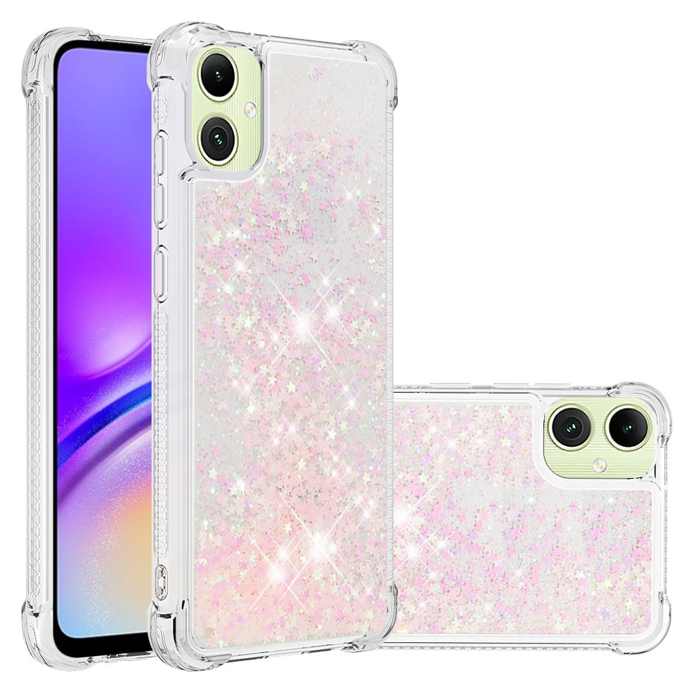 Glitter přesýpací gelový obal na Samsung Galaxy A06 4G - růžový/hvězdičky