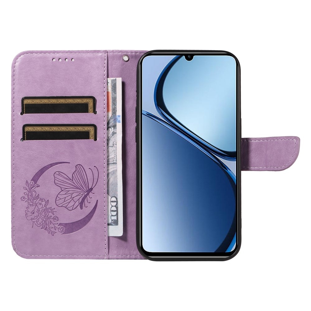 Floral Butterfly knížkové pouzdro na Realme C61/C63 - světlefialové