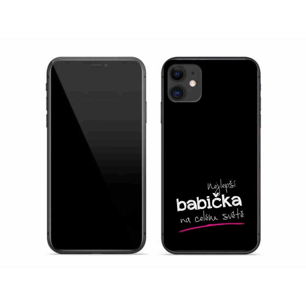 Gelový kryt mmCase na iPhone 11 - nejlepší babička 4 černé pozadí