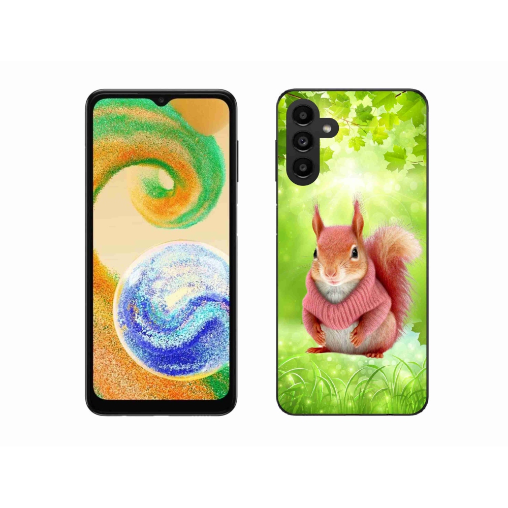 Gelový kryt mmCase na Samsung Galaxy A04s (164.7x76.7x9.1mm) - veverka ve svetru