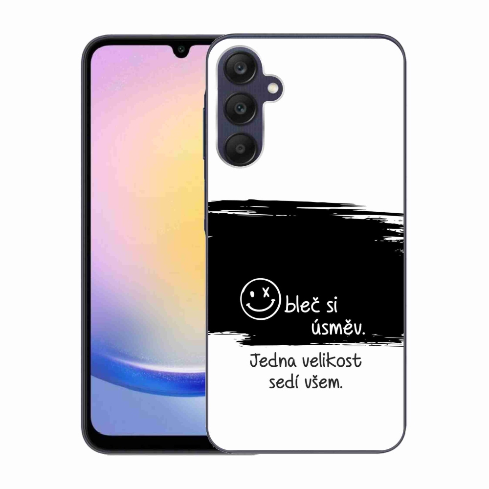 Gelový kryt mmCase na Samsung Galaxy A25 5G - vtipný text 8 černobílé pozadí