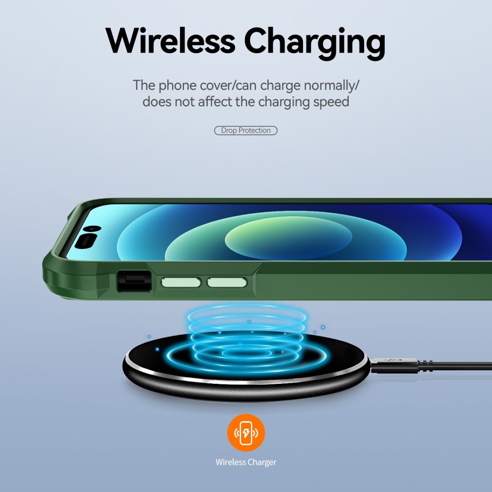 Gelový obal s pevnými zády na iPhone 15 Pro Max - zelený