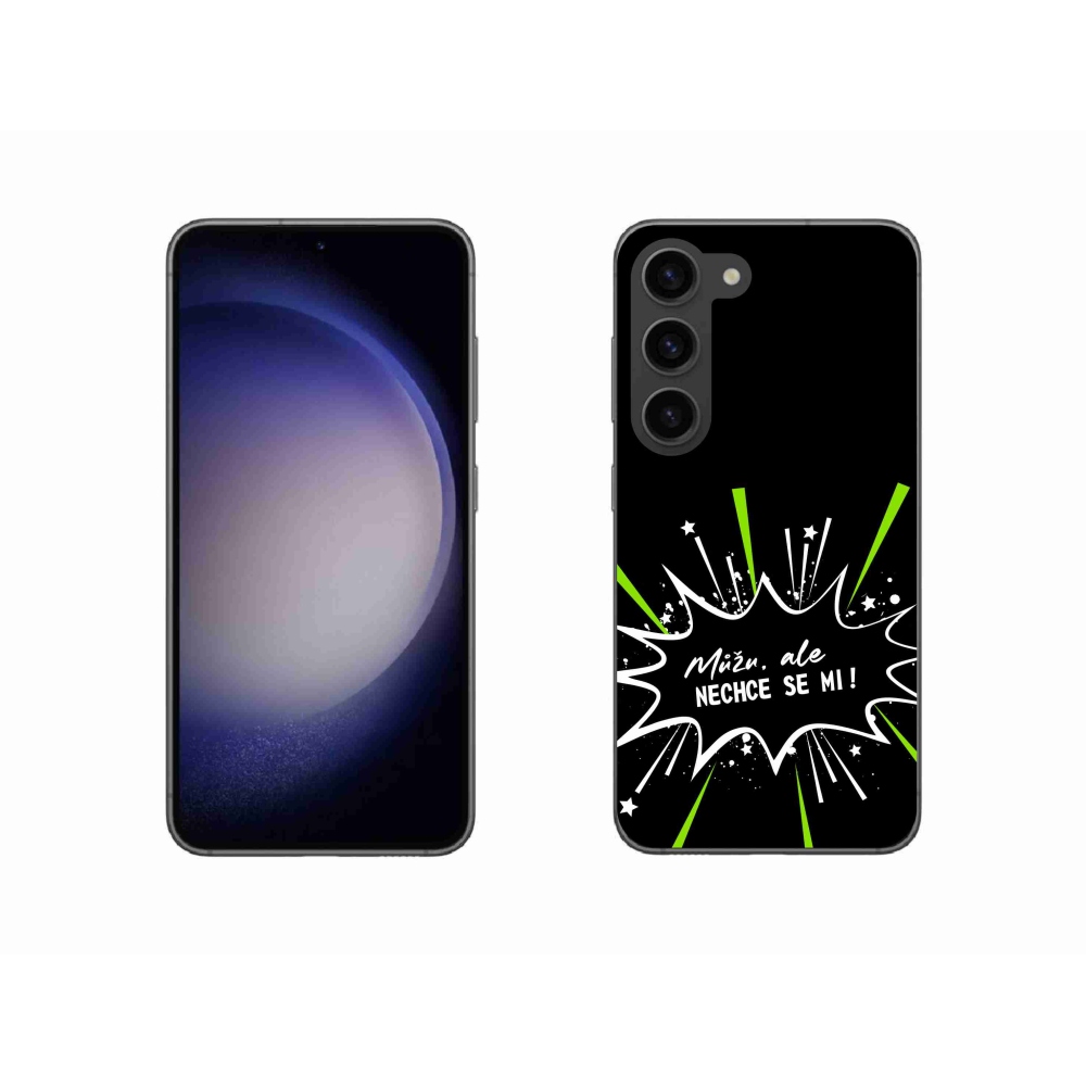 Gelový kryt mmCase na Samsung Galaxy S23 5G - vtipný text 11 černé pozadí