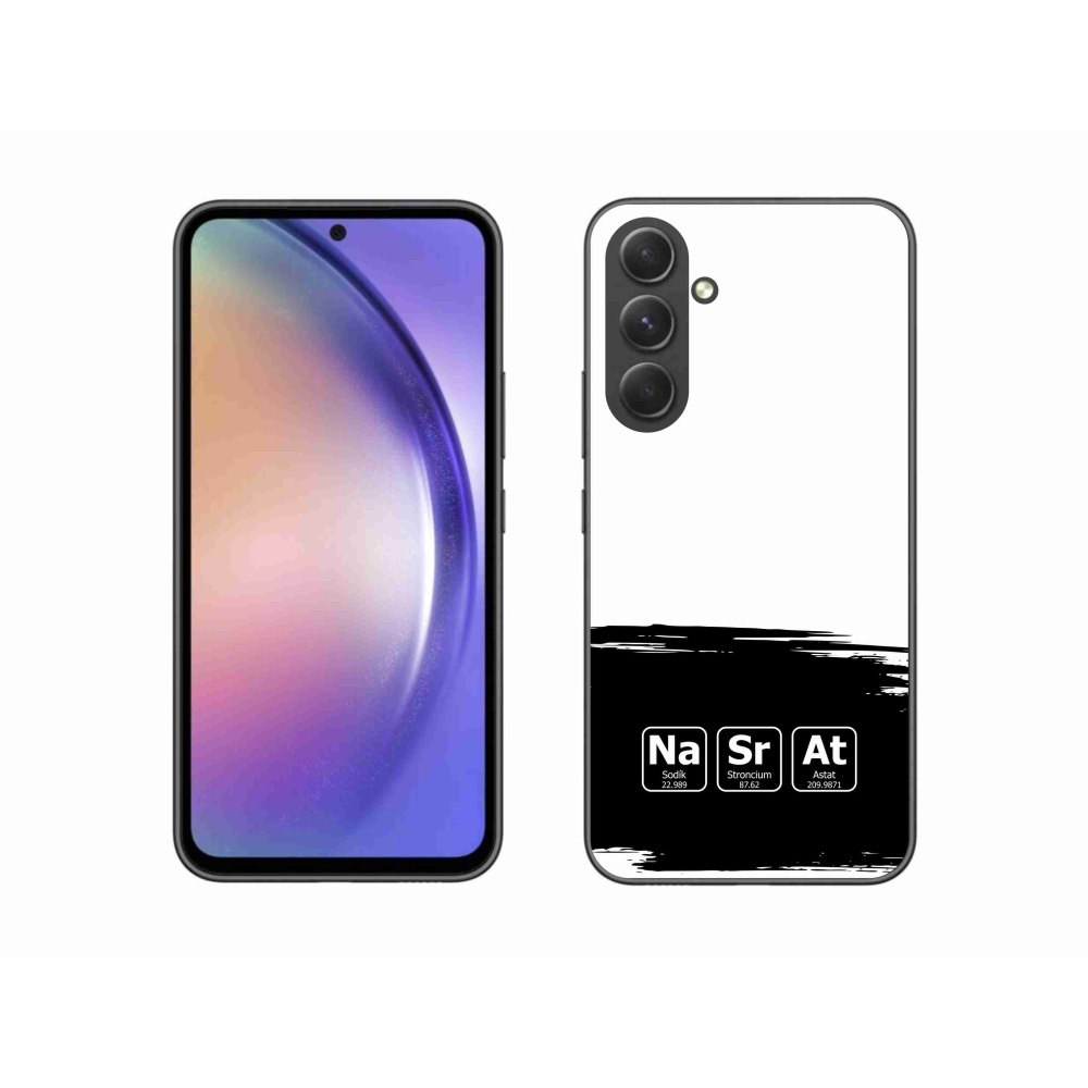 Gelový kryt mmCase na Samsung Galaxy A54 5G - chemické prvky černobílé pozadí