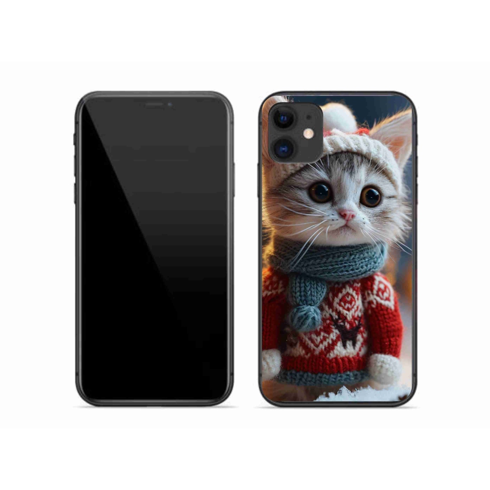 Gelový kryt mmCase na iPhone 11 - kotě ve svetru