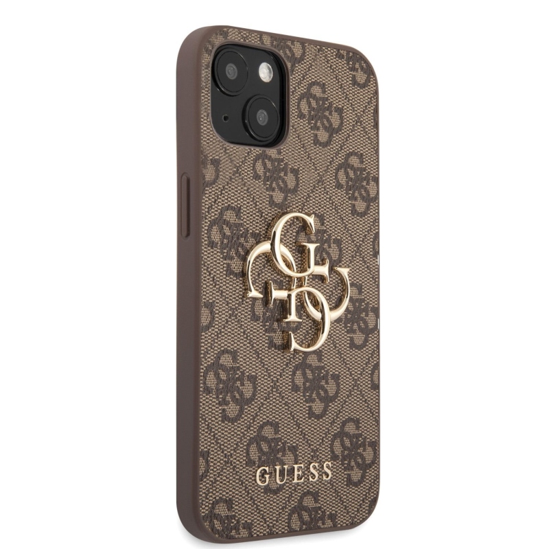 Guess PU 4G Metal Logo Zadní Kryt pro iPhone 13 Brown
