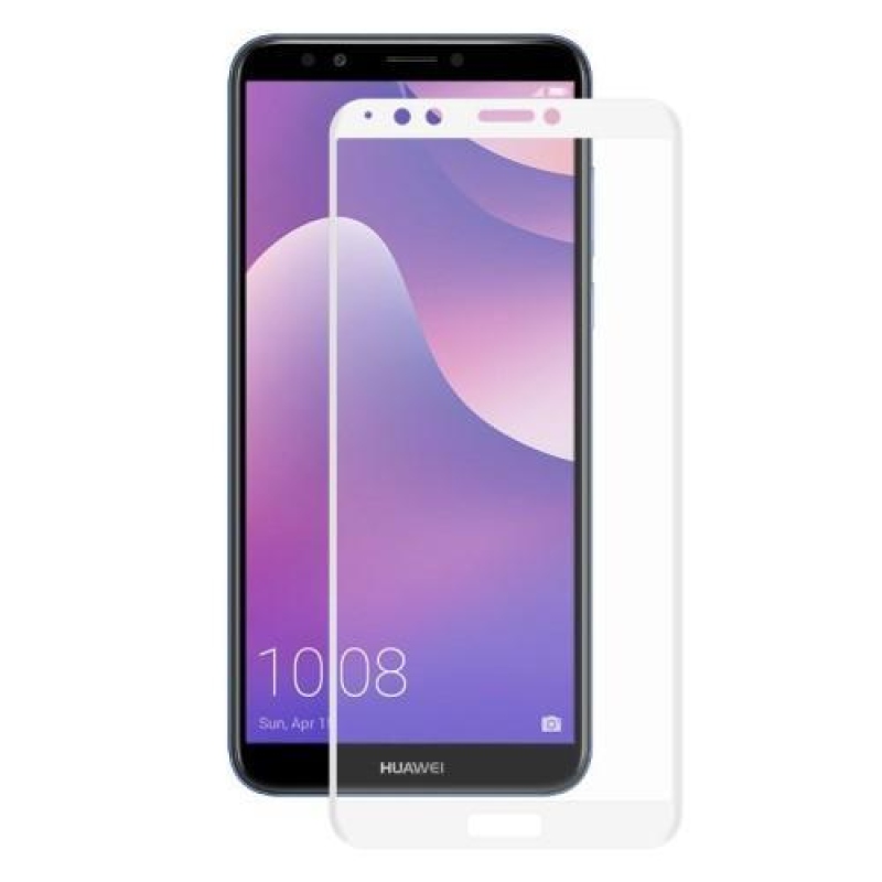 H2P celoplošné 3D tvrzené sklo na mobil Huawei Y7 Prime (2018) a Honor 7C - bílé