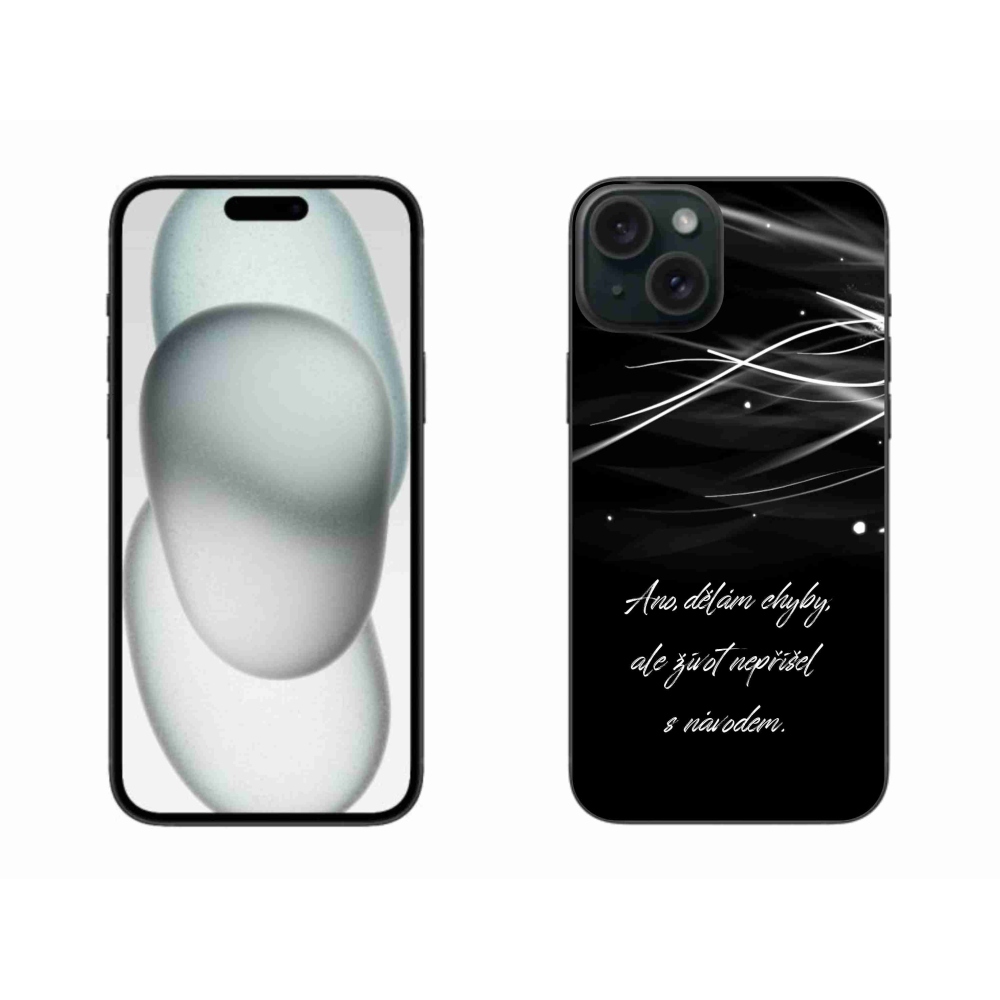 Gelový kryt mmCase na iPhone 15 Plus - citát černé pozadí