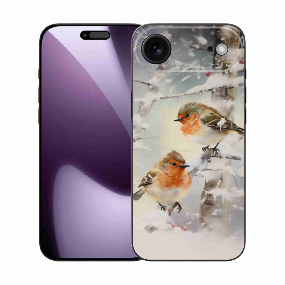 Gelový kryt mmCase na iPhone 17 Air - ptáčci v zimě