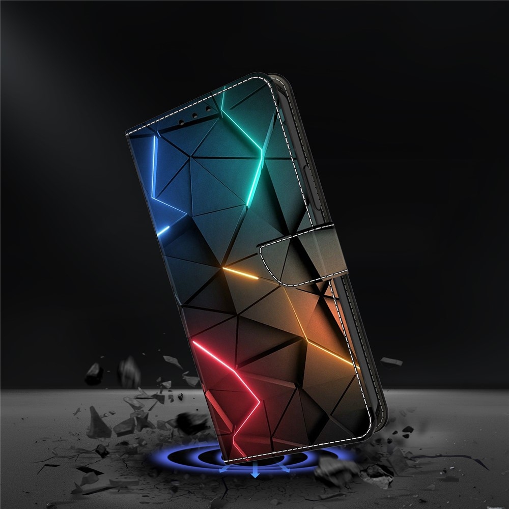 Firmly knížkové pouzdro na Samsung Galaxy A17 5G/A26 5G - neonové trojůhelníky