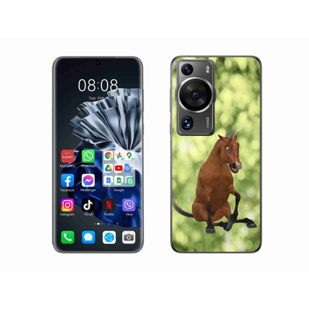 Gelový kryt mmCase na Huawei P60 Pro - hnědý kreslený kůň 1