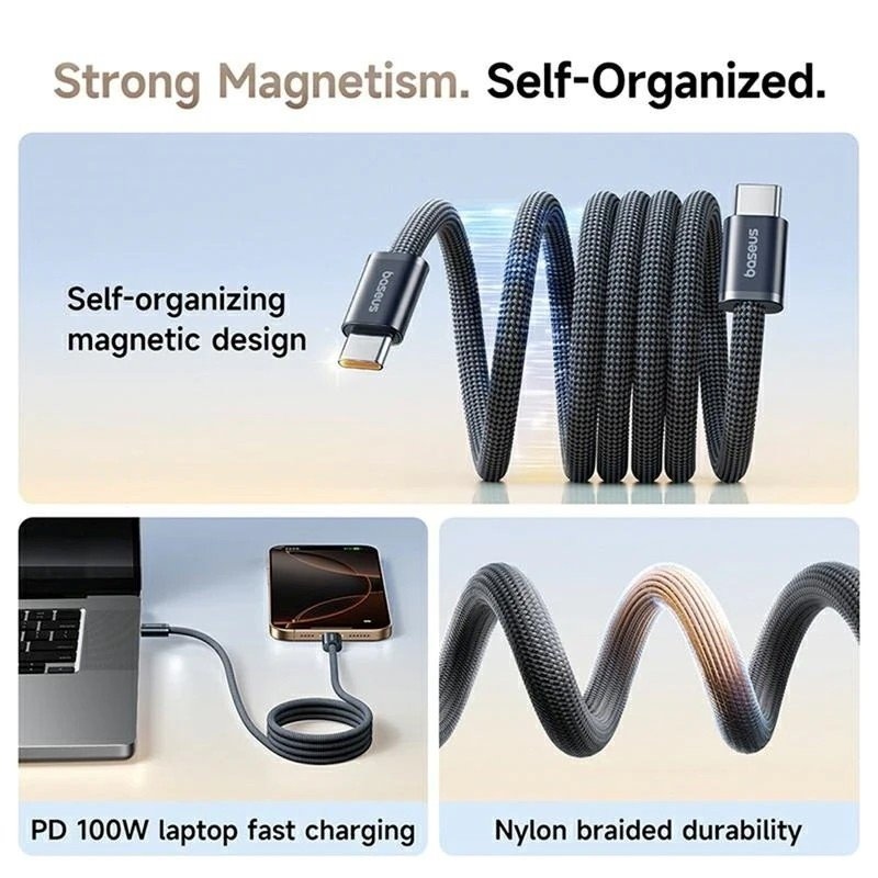 Baseus Dynamic 4 Pro Series Datový Kabel USB-C - USB-C 100W 1m Cluster Black