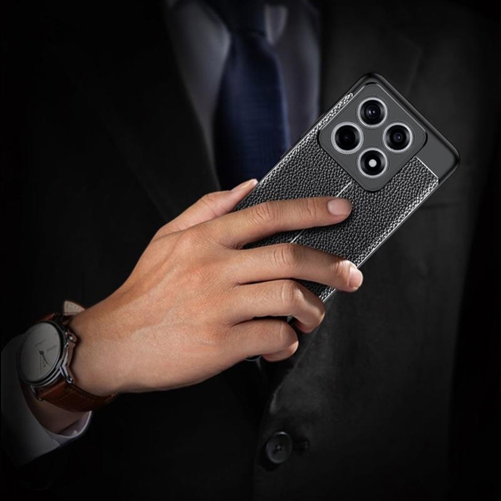 Litchi odolný gelový obal na Xiaomi 14T Pro - černý