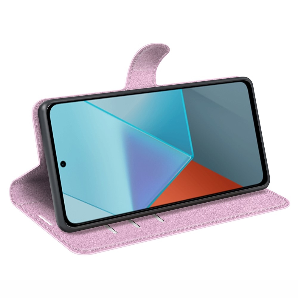 Litchi knížkové pouzdro na Xiaomi Redmi Note 13 Pro 5G/Poco X6 5G - růžové
