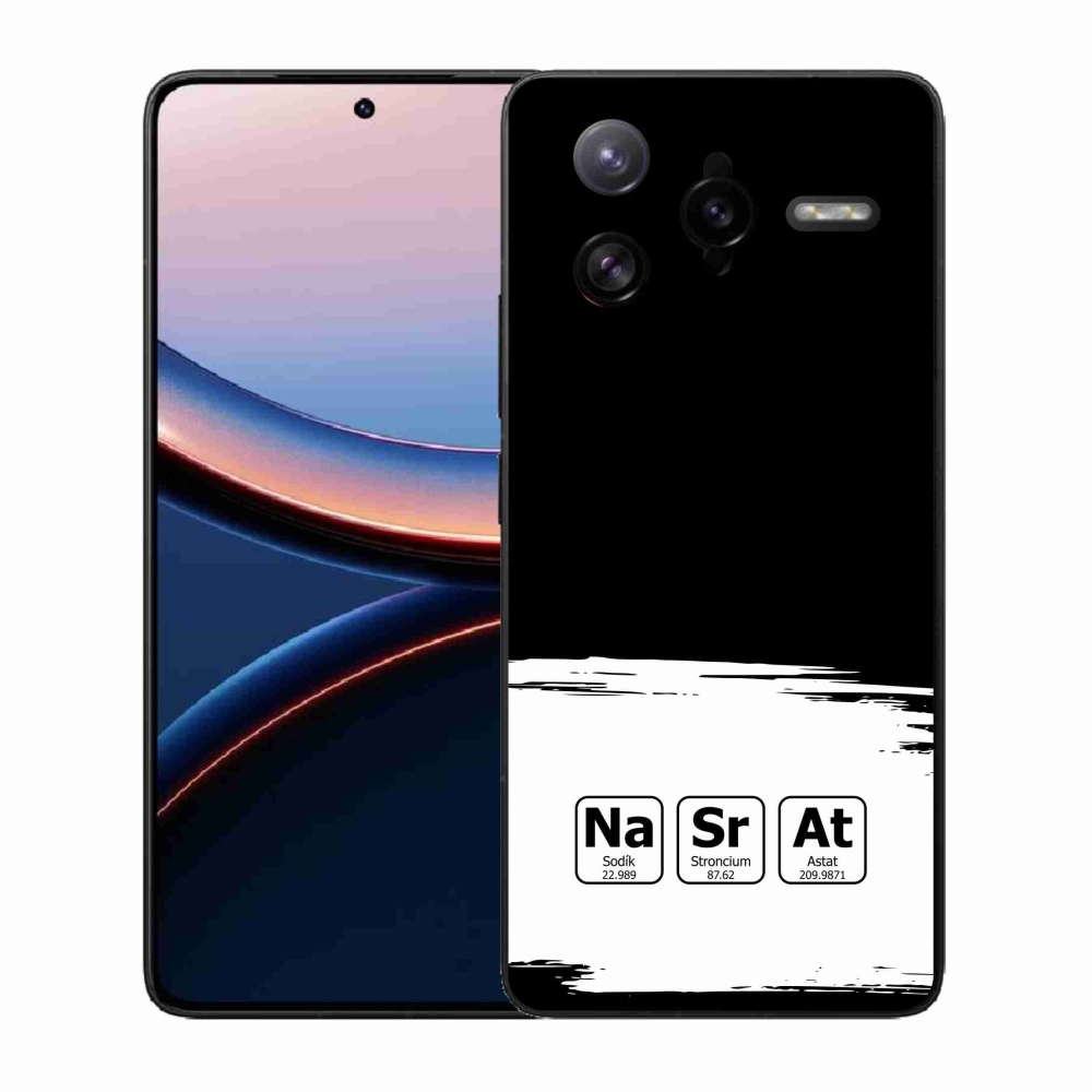 Gelový kryt mmCase na Xiaomi Poco F7 Ultra - chemické prvky bíločerné pozadí