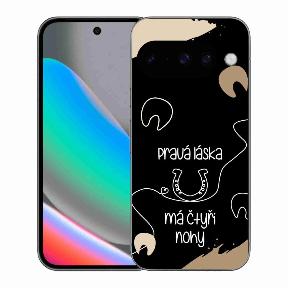 Gelový kryt mmCase na Google Pixel 10 - koňský motiv černé pozadí