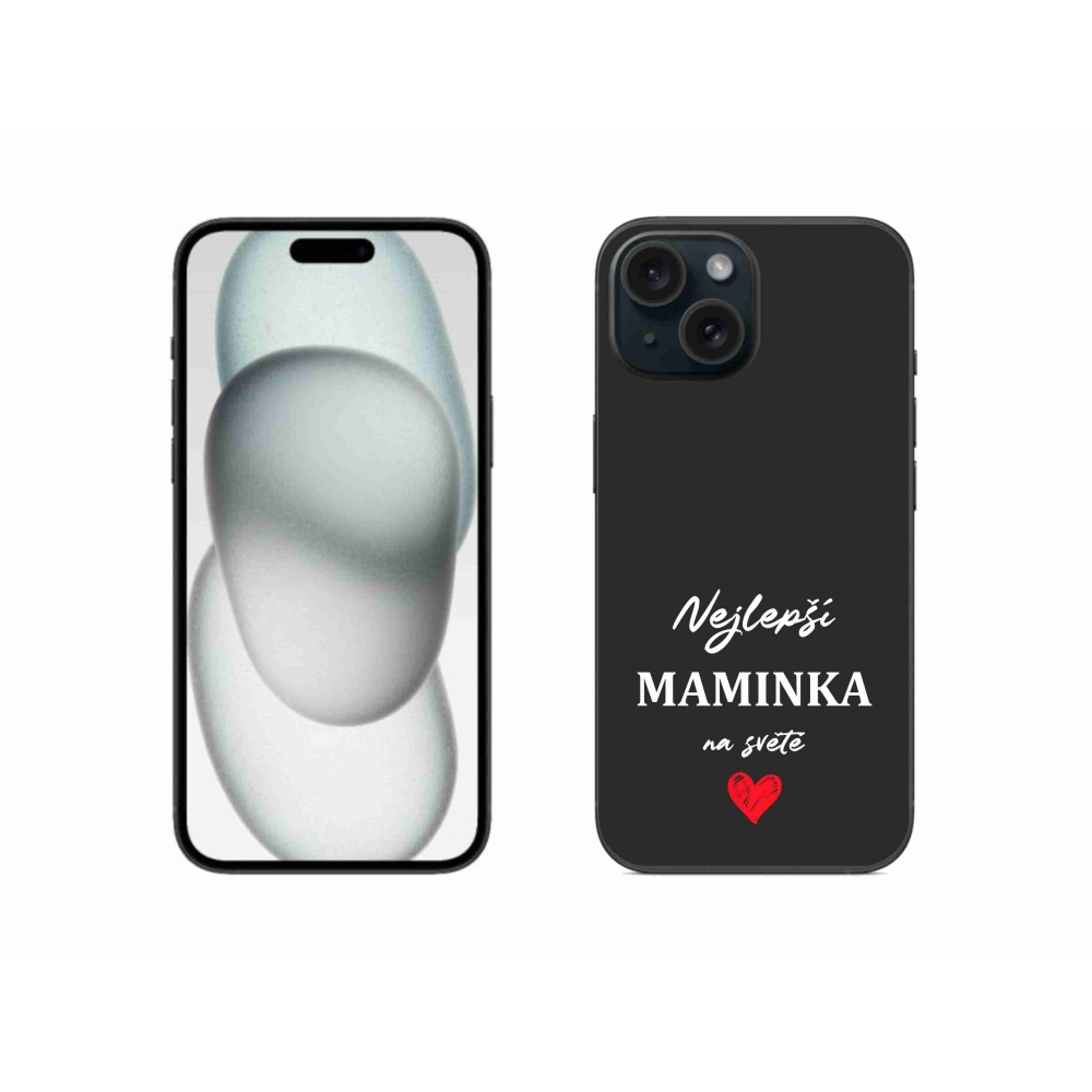 Gelový kryt mmCase na iPhone 15 - nejlepší maminka 1 černé pozadí