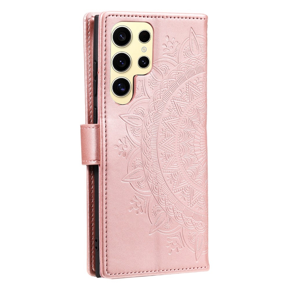 Mandala knížkové pouzdro na Samsung Galaxy S25 Ultra - růžovozlaté