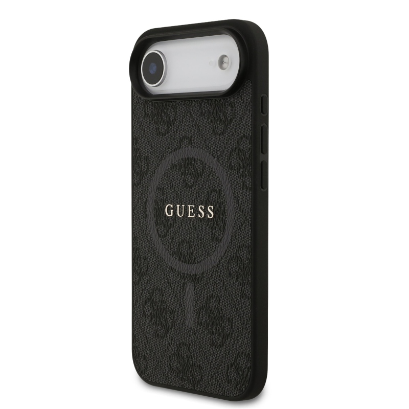 Guess PU Leather 4G Colored Ring MagSafe Zadní Kryt pro iPhone Air Black