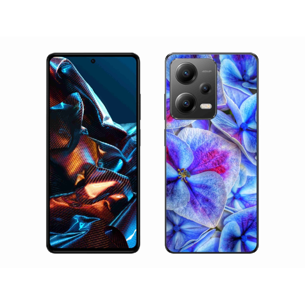Gelový kryt mmCase na mobil Xiaomi Redmi Note 12 Pro 5G - modré květy 1