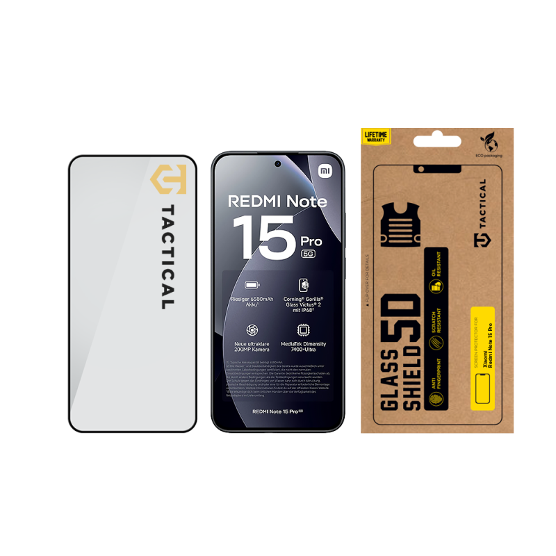 Tactical Glass Shield 5D sklo pro Xiaomi Redmi Note 15 Pro Black