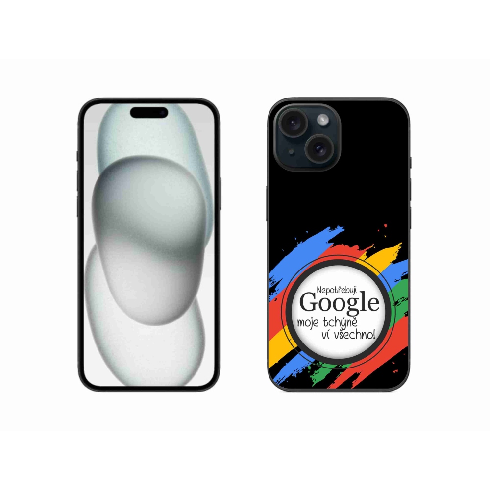 Gelový kryt mmCase na iPhone 15 - tchýně ví všechno černé pozadí
