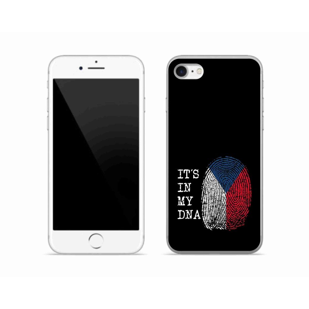 Gelový kryt mmCase na iPhone SE (2022) - vlajka otisk prstu černé pozadí