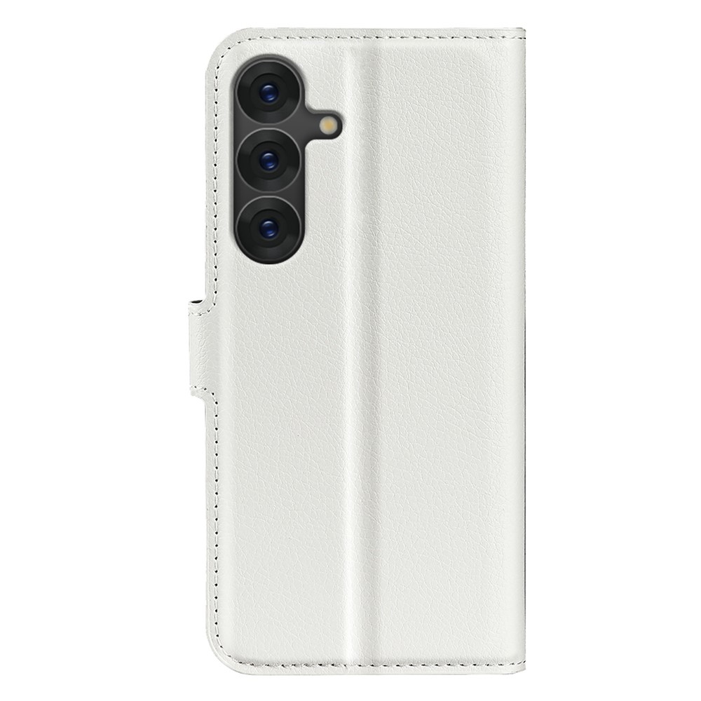 Litchi knížkové pouzdro na Samsung Galaxy S25 - bílé