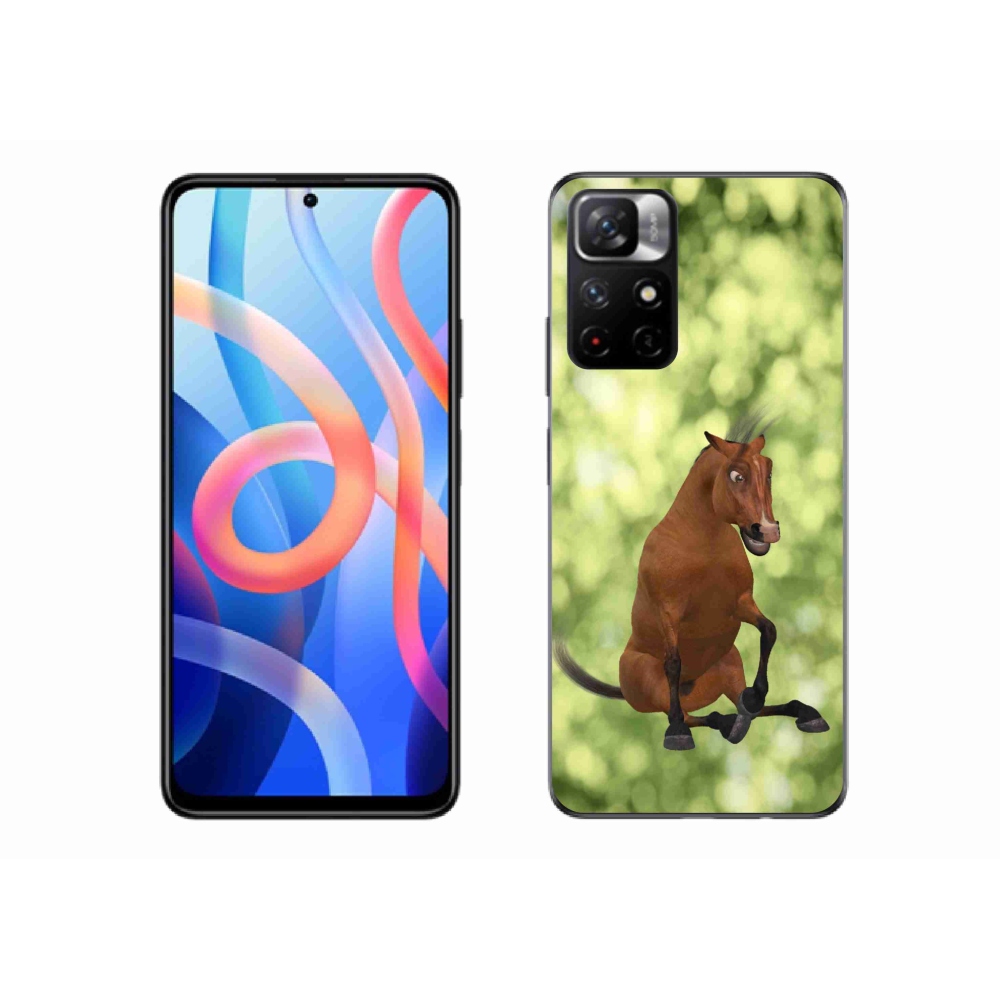 Gelový kryt mmCase na Xiaomi Redmi Note 11S 5G - hnědý kreslený kůň 1