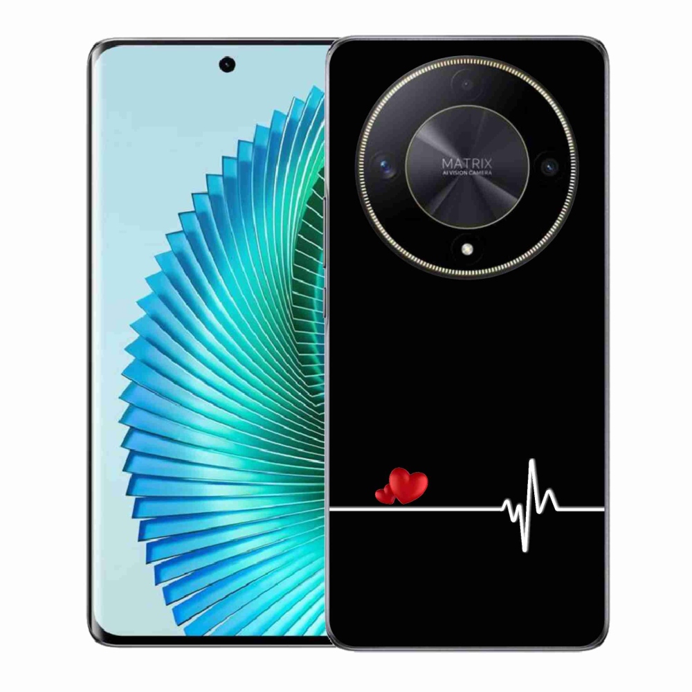 Gelový kryt mmCase na Honor Magic 6 Lite 5G - srdce a tep černé pozadí