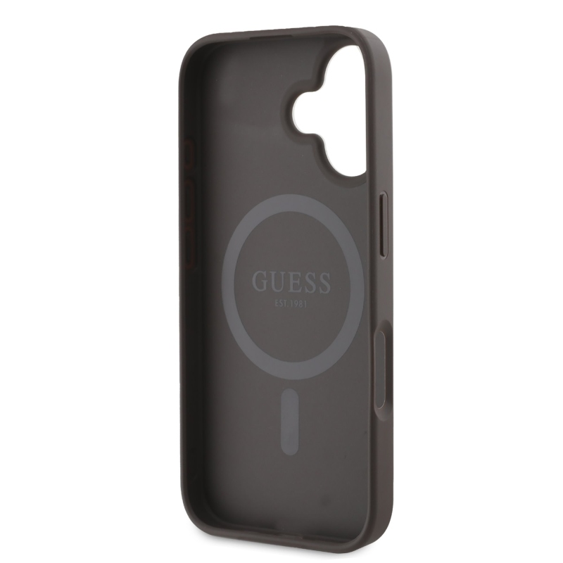 Guess PU 4G Classic Logo MagSafe Zadní Kryt pro iPhone 16 Plus Brown