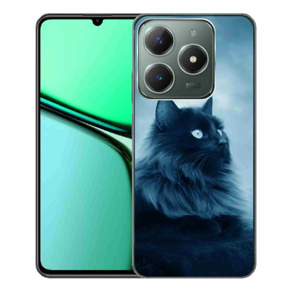 Gelový obal mmCase na Realme C61 - černá kočka 1
