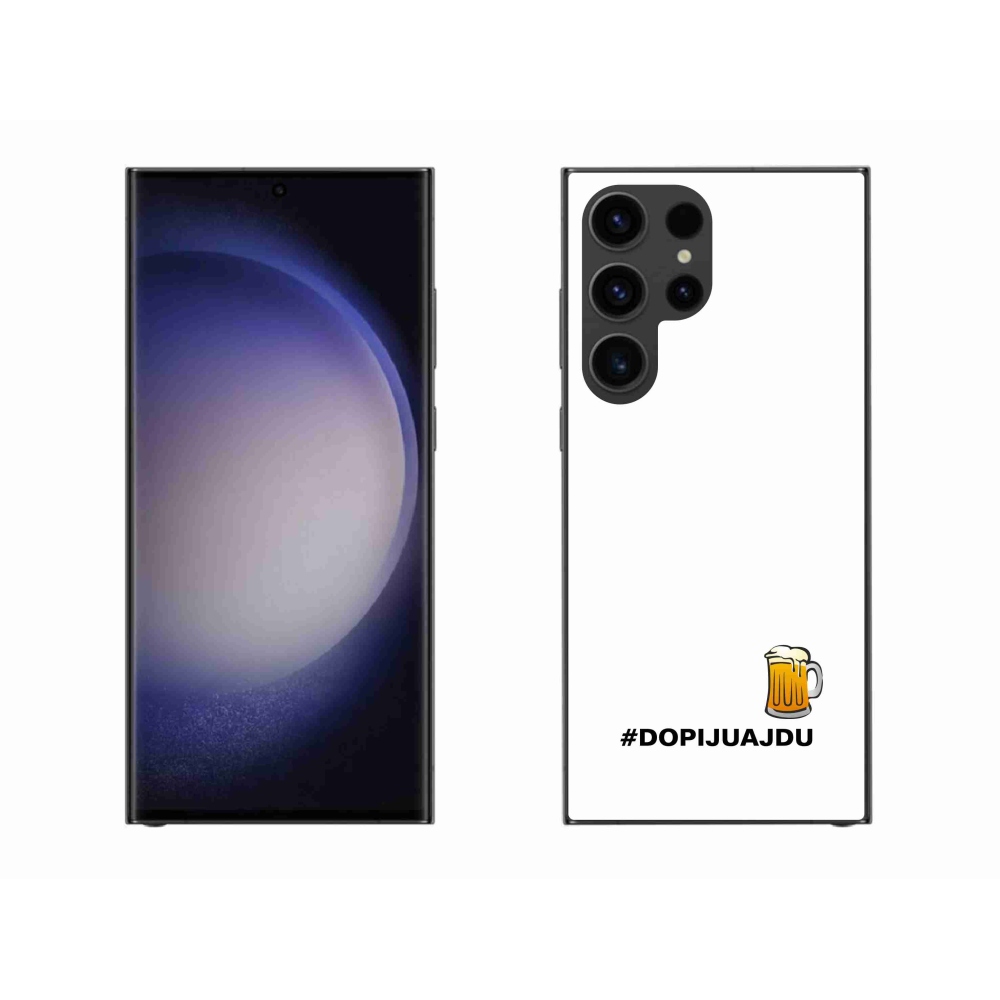 Gelový kryt mmCase na Samsung Galaxy S23 Ultra 5G - pivní motiv 1 bílé pozadí