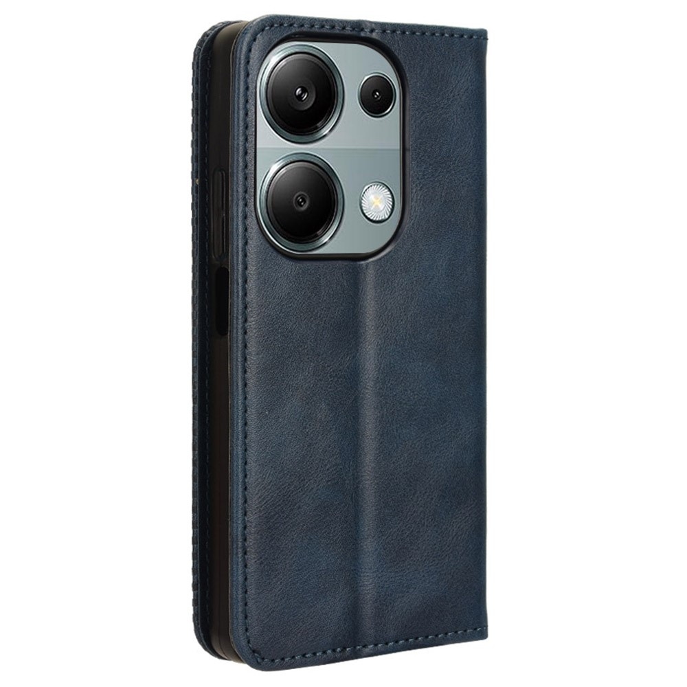 Vintage knížkové pouzdro na Xiaomi Redmi Note 14S/Note 13 Pro 4G/Poco M6 Pro - tmavěmodré