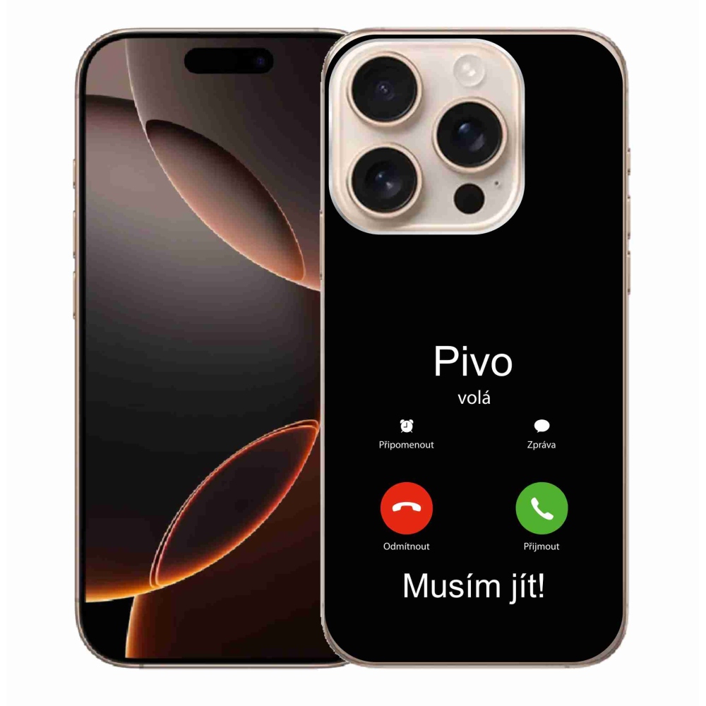 Gelový kryt mmCase na iPhone 16 Pro Max - pivo volá černé pozadí