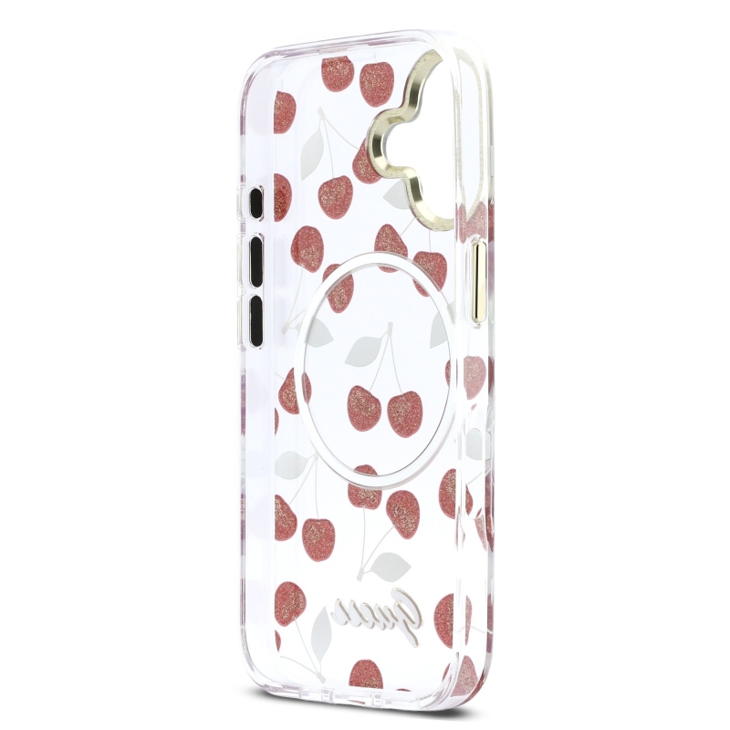 Guess IML Glitter Cherry MagSafe Zadní Kryt pro iPhone 17