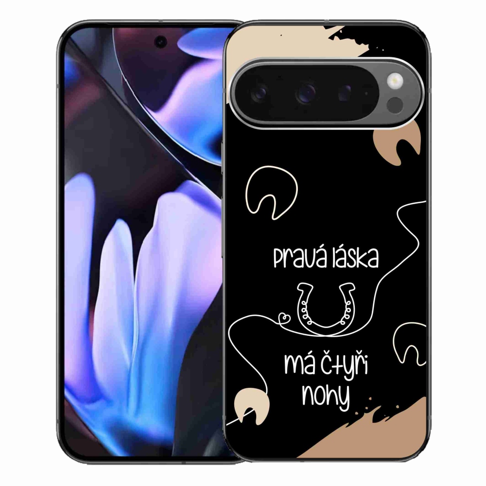 Gelový kryt mmCase na Google Pixel 9 Pro XL - koňský motiv černé pozadí