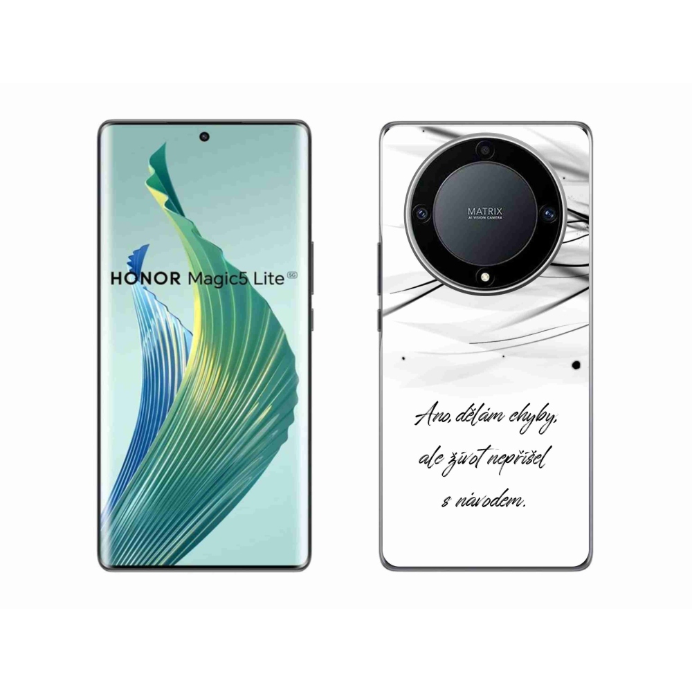 Gelový kryt mmCase na Honor Magic 5 Lite 5G - citát bílé pozadí
